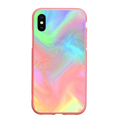 Чехол iPhone XS Max матовый Абстракция смесь красок светлый тай-дай / 3D-Баблгам – фото 1