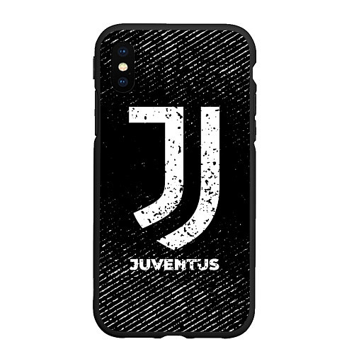 Чехол iPhone XS Max матовый Juventus с потертостями на темном фоне / 3D-Черный – фото 1