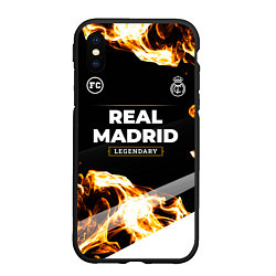 Чехол iPhone XS Max матовый Real Madrid legendary sport fire, цвет: 3D-черный