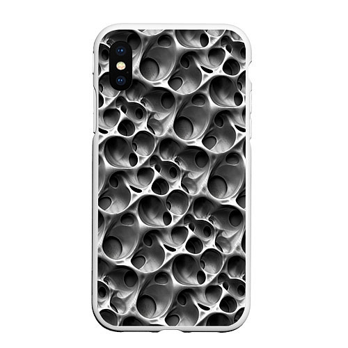 Чехол iPhone XS Max матовый Металл - текстура / 3D-Белый – фото 1