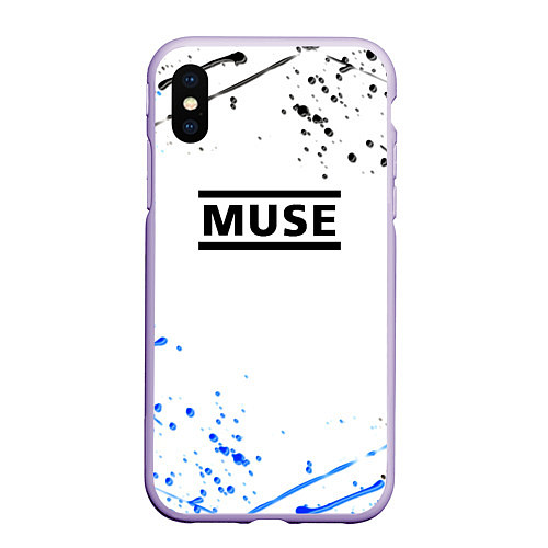 Чехол iPhone XS Max матовый MUSE рок стиль краски / 3D-Светло-сиреневый – фото 1