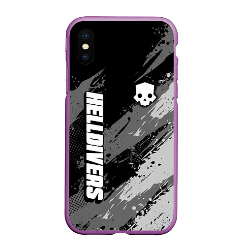 Чехол iPhone XS Max матовый Helldivers 2: Skull Logo / 3D-Фиолетовый – фото 1