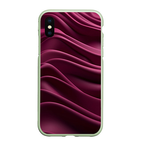 Чехол iPhone XS Max матовый Шелк бургунди / 3D-Салатовый – фото 1