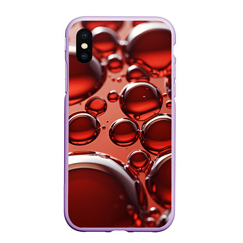 Чехол iPhone XS Max матовый Крупные красные капли / 3D-Сиреневый – фото 1