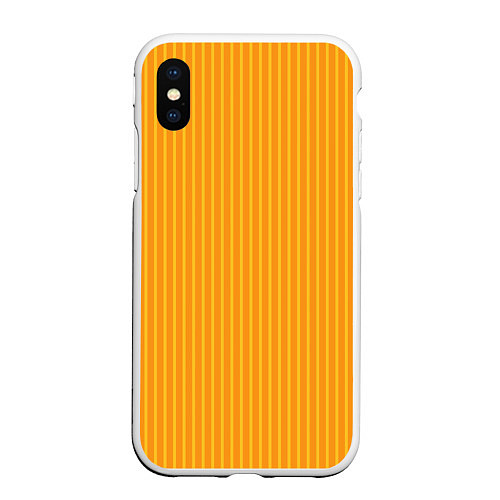 Чехол iPhone XS Max матовый Жёлтый полосатый / 3D-Белый – фото 1