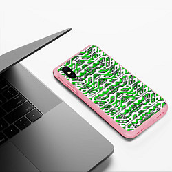 Чехол iPhone XS Max матовый Техно броня зелёно-белая, цвет: 3D-баблгам — фото 2