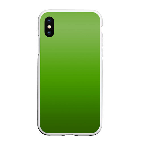 Чехол iPhone XS Max матовый Градиент яблочный зелёный / 3D-Белый – фото 1