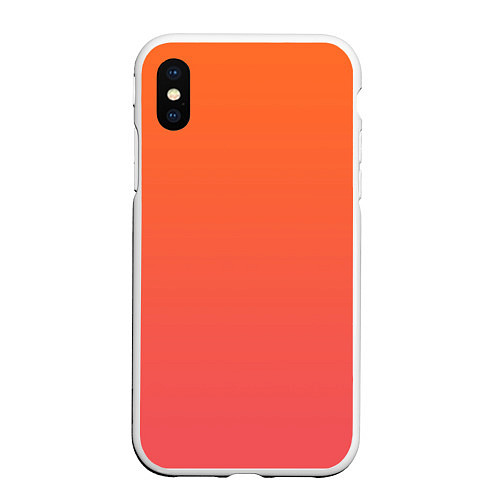 Чехол iPhone XS Max матовый Градиент оранжево-розовый / 3D-Белый – фото 1