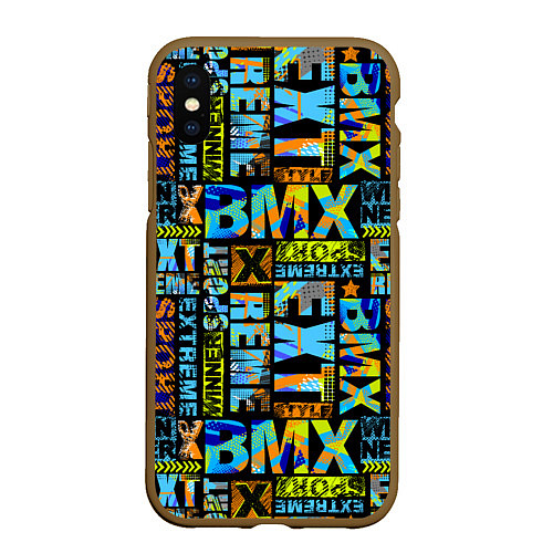 Чехол iPhone XS Max матовый Extreme sport BMX / 3D-Коричневый – фото 1