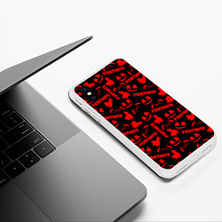 Чехол iPhone XS Max матовый Fortnite pattern logo marshmello, цвет: 3D-белый — фото 2