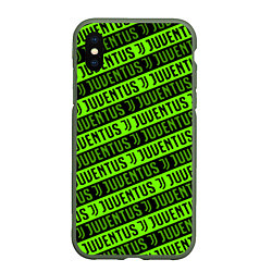 Чехол iPhone XS Max матовый Juventus green pattern sport