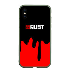 Чехол iPhone XS Max матовый RUST краски разводы пустошь, цвет: 3D-темно-зеленый