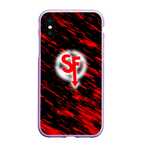Чехол iPhone XS Max матовый Sally face красные искры / 3D-Сиреневый – фото 1