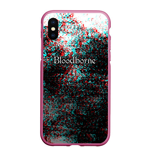 Чехол iPhone XS Max матовый Bloodborn souls глитч краски / 3D-Малиновый – фото 1