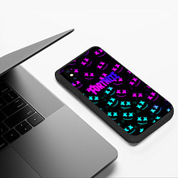 Чехол iPhone XS Max матовый Fortnite x Marshmello neon pattern, цвет: 3D-черный — фото 2