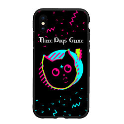 Чехол iPhone XS Max матовый Three Days Grace - rock star cat, цвет: 3D-черный