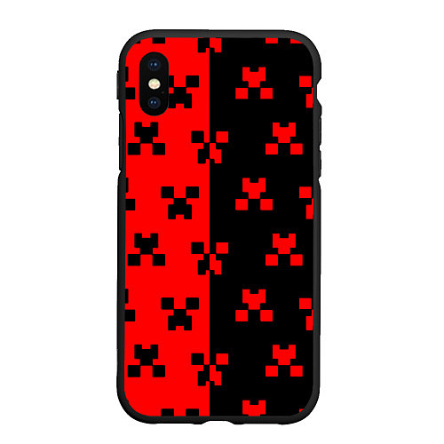 Чехол iPhone XS Max матовый Minecraft creeper logo / 3D-Черный – фото 1