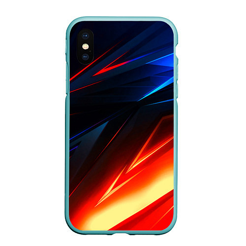 Чехол iPhone XS Max матовый Geometry stripes neon steel / 3D-Мятный – фото 1