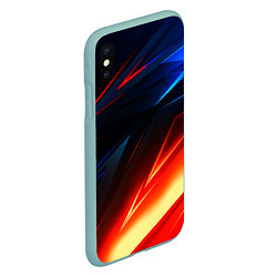 Чехол iPhone XS Max матовый Geometry stripes neon steel, цвет: 3D-мятный — фото 2