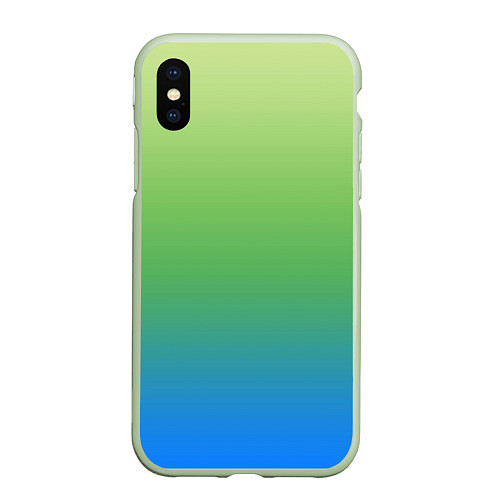 Чехол iPhone XS Max матовый Градиент зелёно-голубой / 3D-Салатовый – фото 1