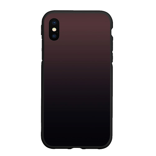 Чехол iPhone XS Max матовый Градиент тёмный бордовый / 3D-Черный – фото 1