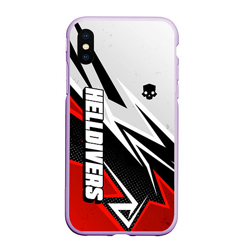 Чехол iPhone XS Max матовый Helldivers 2: White x Red / 3D-Сиреневый – фото 1