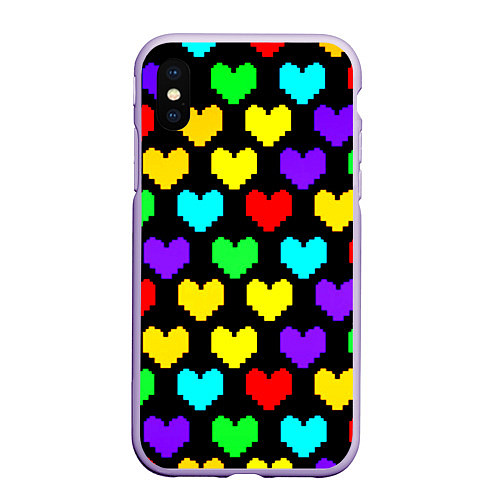 Чехол iPhone XS Max матовый Undertale heart pattern / 3D-Светло-сиреневый – фото 1