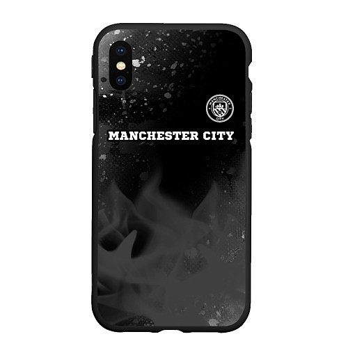 Чехол iPhone XS Max матовый Manchester City sport на темном фоне посередине / 3D-Черный – фото 1