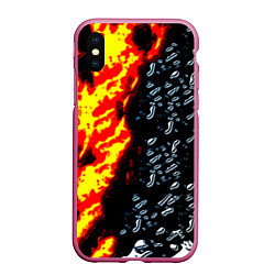 Чехол iPhone XS Max матовый Текстура огня и воды, цвет: 3D-малиновый