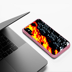 Чехол iPhone XS Max матовый Текстура огня и воды, цвет: 3D-малиновый — фото 2