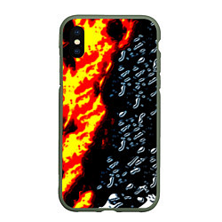 Чехол iPhone XS Max матовый Текстура огня и воды, цвет: 3D-темно-зеленый