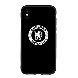 Чехол iPhone XS Max матовый Chelsea fc белое лого