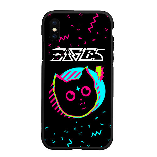 Чехол iPhone XS Max матовый Eagles - rock star cat / 3D-Черный – фото 1