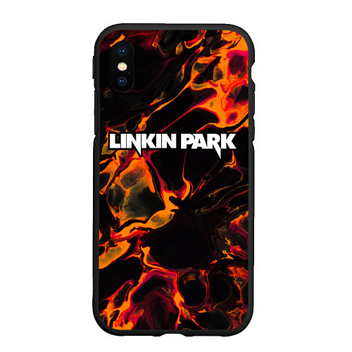 Чехол iPhone XS Max матовый Linkin Park red lava / 3D-Черный – фото 1