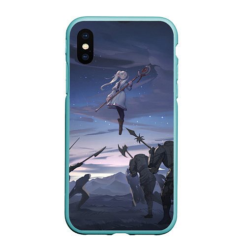 Чехол iPhone XS Max матовый Sousou no Frieren Фрирен battle / 3D-Мятный – фото 1