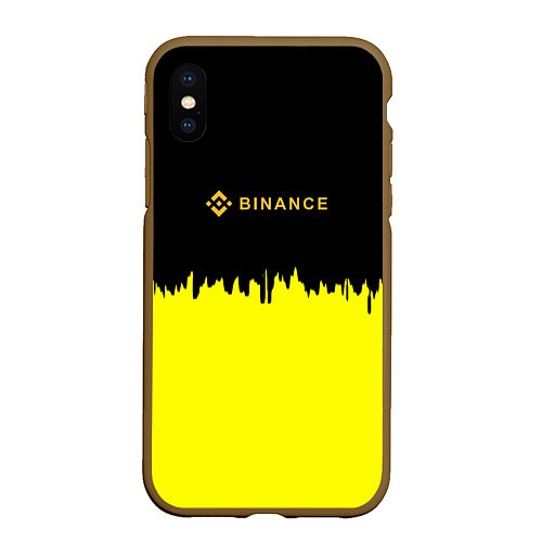 Чехол iPhone XS Max матовый Binance биржа краски / 3D-Коричневый – фото 1