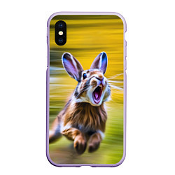 Чехол iPhone XS Max матовый Крик бегущего зайца, цвет: 3D-светло-сиреневый