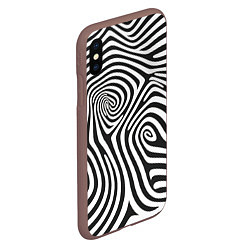 Чехол iPhone XS Max матовый Черно-белый водоворот - зебра исллюзия шкуры, цвет: 3D-коричневый — фото 2