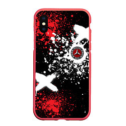 Чехол iPhone XS Max матовый Мерседес на фоне граффити и брызг красок