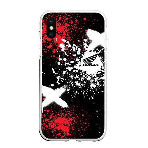 Чехол iPhone XS Max матовый Хонда на фоне граффити и брызг красок / 3D-Белый – фото 1