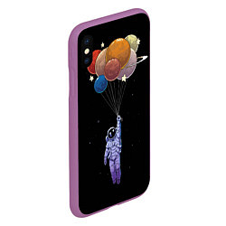 Чехол iPhone XS Max матовый Космонавт с воздушными шарами, цвет: 3D-фиолетовый — фото 2