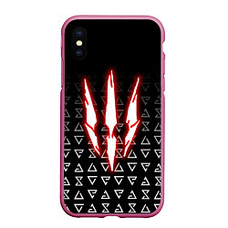 Чехол iPhone XS Max матовый The witcher - red logo, цвет: 3D-малиновый