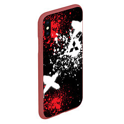 Чехол iPhone XS Max матовый Митсубиси на фоне граффити и брызг красок, цвет: 3D-красный — фото 2