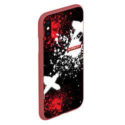 Чехол iPhone XS Max матовый Хавал на фоне граффити и брызг красок, цвет: 3D-красный — фото 2