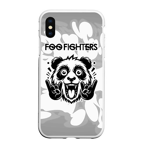 Чехол iPhone XS Max матовый Foo Fighters рок панда на светлом фоне / 3D-Белый – фото 1