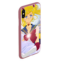 Чехол iPhone XS Max матовый Sailor Moon Усаги Цукино и младенец, цвет: 3D-малиновый — фото 2