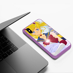 Чехол iPhone XS Max матовый Sailor Moon Усаги Цукино и младенец, цвет: 3D-фиолетовый — фото 2