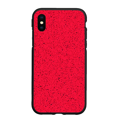 Чехол iPhone XS Max матовый Карминово-красный текстура / 3D-Черный – фото 1