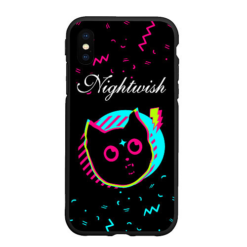 Чехол iPhone XS Max матовый Nightwish - rock star cat / 3D-Черный – фото 1