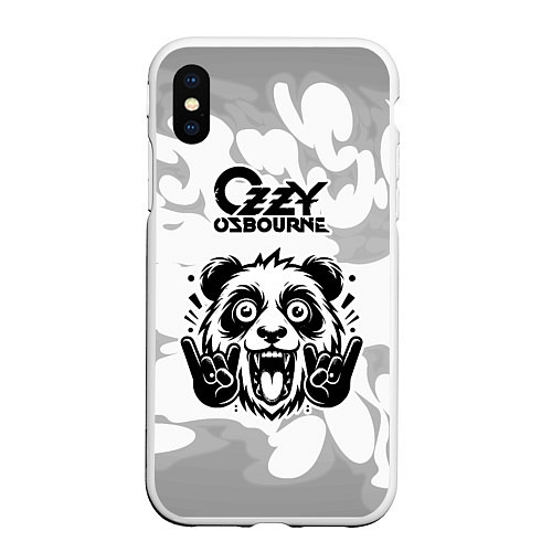 Чехол iPhone XS Max матовый Ozzy Osbourne рок панда на светлом фоне / 3D-Белый – фото 1